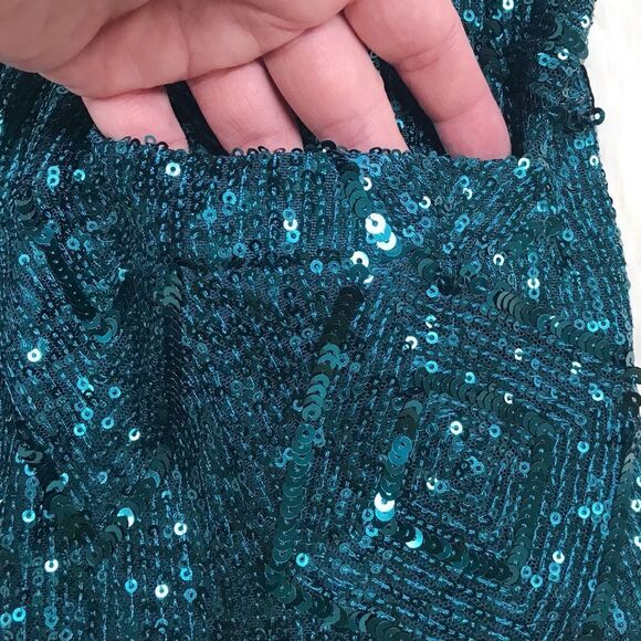 SKIES ARE BLUE Teal Sequin Belted Duster Cardigan Kimono Wrap Size XS/S New - Picture 11 of 14
